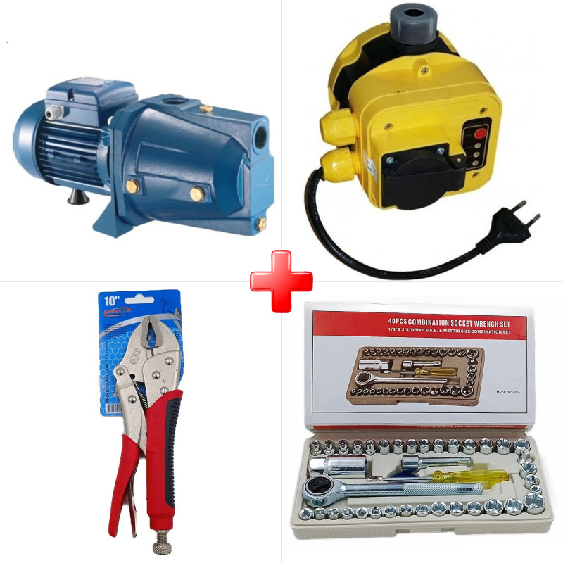 پک ویژه الکتروپمپ آب 1 اسب جتی ونیکو پروانه باکالیت به همراه ست کنترل الکتروپمپ آب آرکا DSK01-PC19/a و دو قلم دیگر