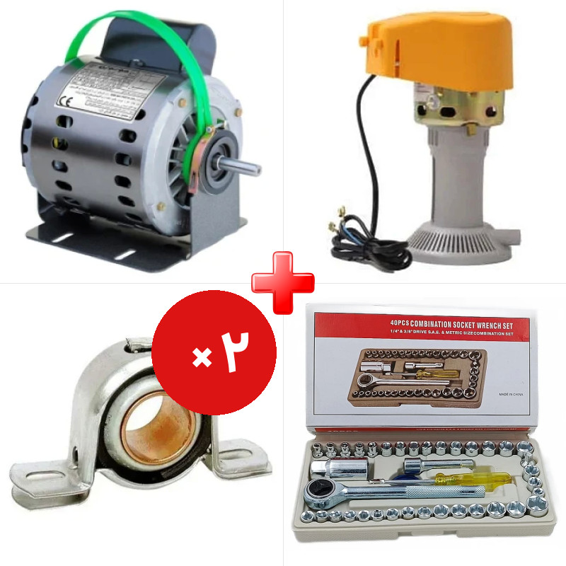 پک ویژه دینام کولر 3/4 موتوژن مسی مخصوص کولرهای 7000 به بالا به همراه پمپ آب کولر آبی رادوژن و یک قلم دیگر