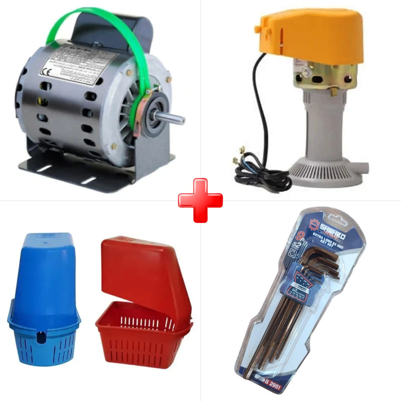 پک ویژه دینام کولر 1/2 موتوژن مسی مخصوص کولرهای 5000 تا 6000 به همراه الکتروپمپ آب کولر آبی رادوژن و دو قلم دیگر