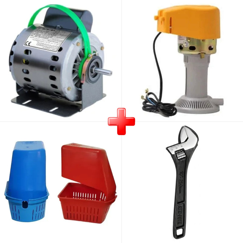 پک ویژه دینام کولر 1/3 موتوژن مسی مخصوص کولرهای 3500 به همراه الکتروپمپ آب کولر آبی آریاژن و دو قلم دیگر