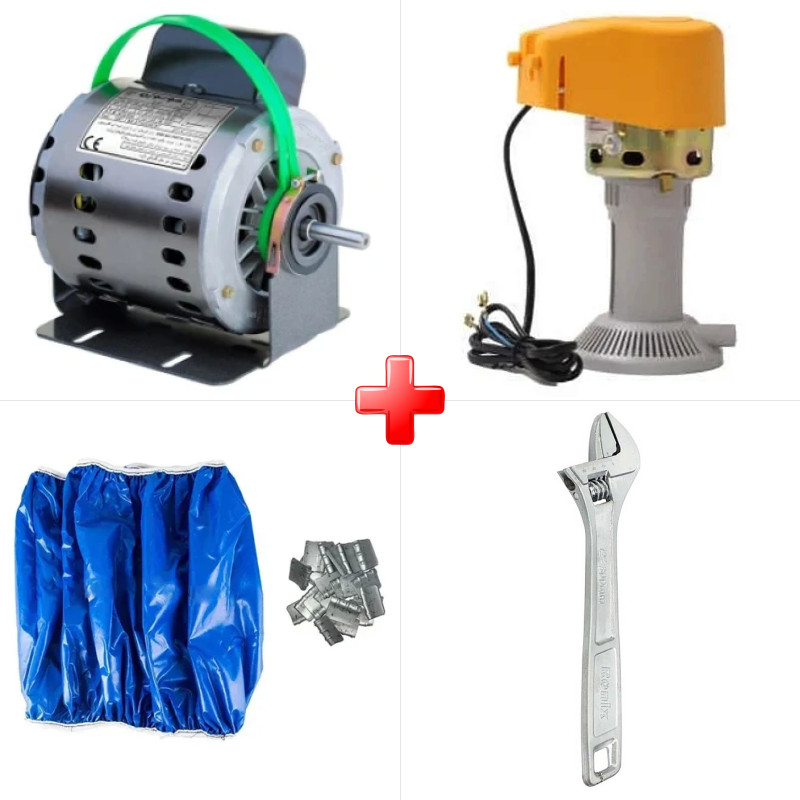 پک ویژه دینام کولر 1/3 موتوژن مسی مخصوص کولرهای 3500 به همراه پمپ آب کولر آبی رادوژن و دو قلم دیگر