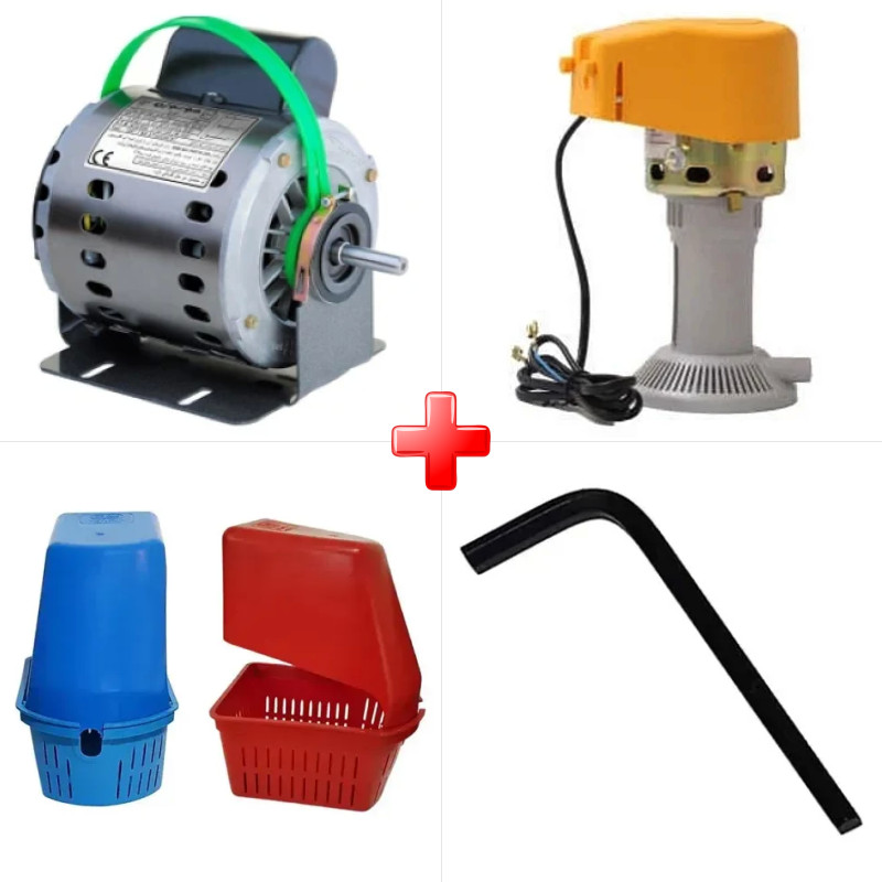 پک ویژه دینام کولر 3/4 دو دور مس مخصوص کولرهای 7000 به بالا به همراه الکتروپمپ آب کولر آبی رادوژن و دو قلم دیگر