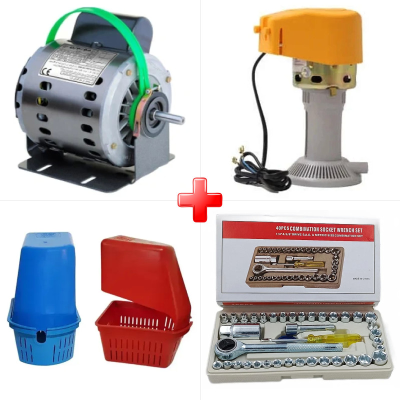 پک ویژه دینام کولر 3/4 دو دور مس مخصوص کولرهای 7000 به بالا به همراه الکتروپمپ آب کولر آبی رادوژن و دو قلم دیگر