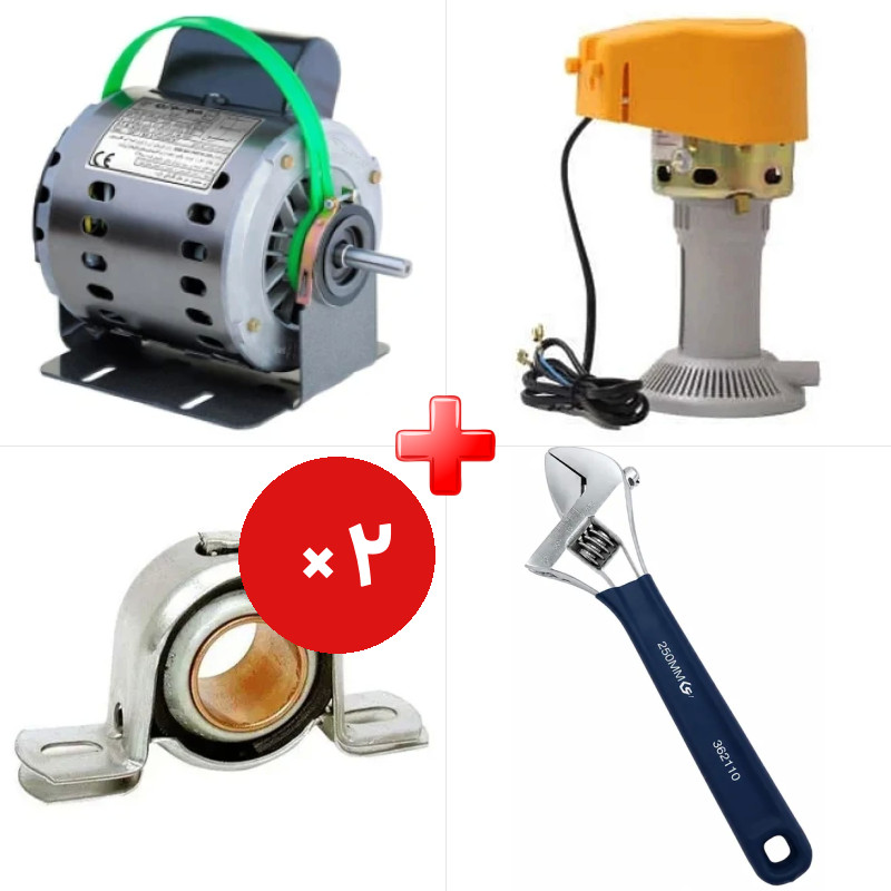 پک ویژه دینام کولر آبی سیم پیچ آلومینیوم 3/4 نسیم به همراه پمپ آب کولر آبی رادوژن و دو قلم دیگر