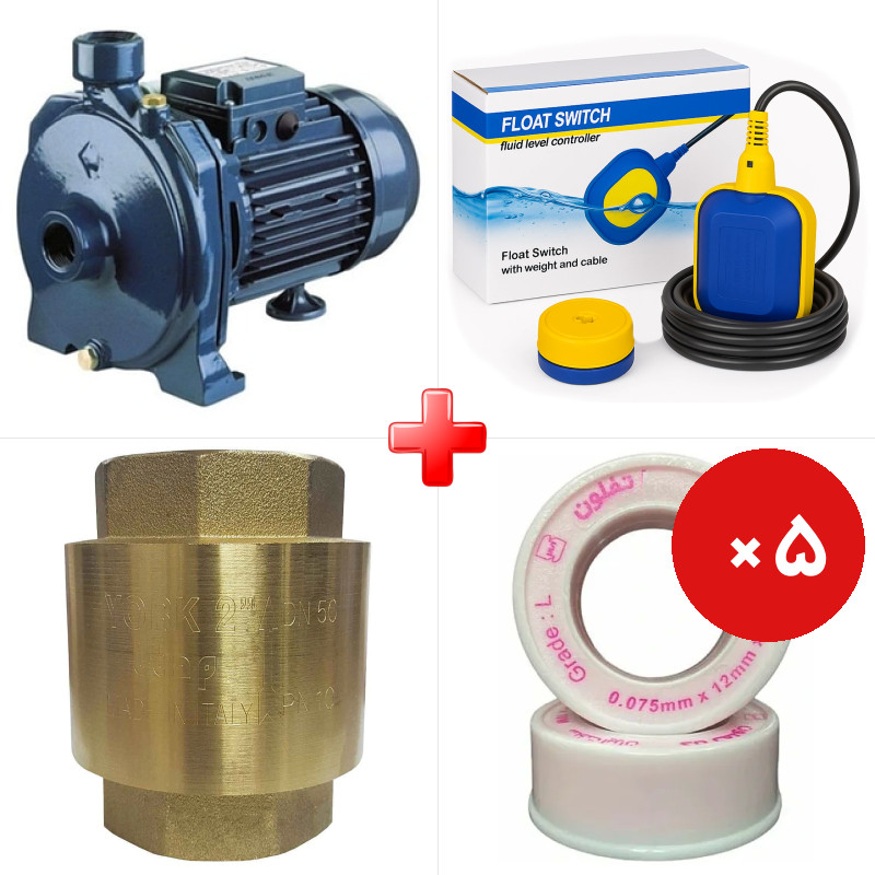 پک ویژه پمپ آب 1 اسب بشقابی فونته پروانه باکالیت به همراه فلوتر برقی 1 متری ایکار FLO-20A و دو قلم دیگر