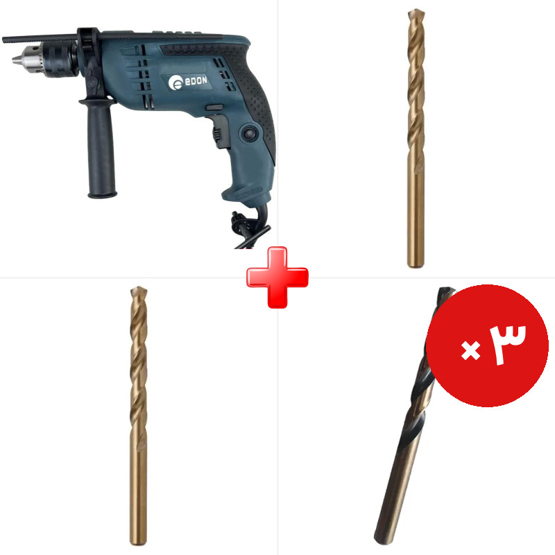 پک ویژه دریل 13 چکشی 850 وات ادون CBM13I به همراه مته آهن 5 درصد کبالت سایز 11 مارک وینر متریال آلمانی و دو قلم دیگر