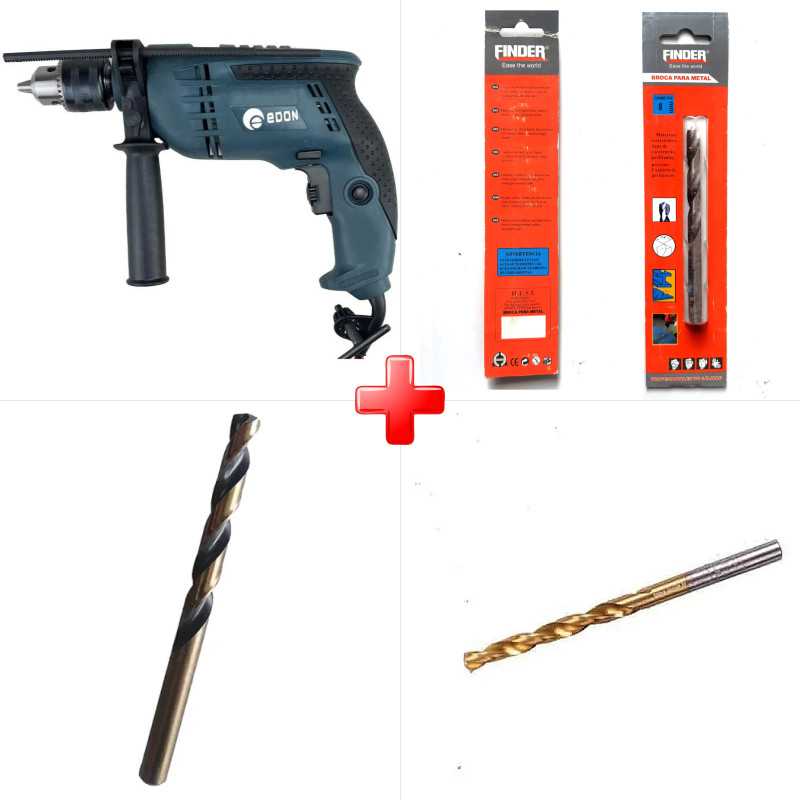 پک ویژه دریل 13 چکشی 850 وات ادون CBM13I به همراه مته آهن سایز 8 مارک فایندر اسپانیایی اصل روکش تیتانیوم نیترید و دو قلم دیگر