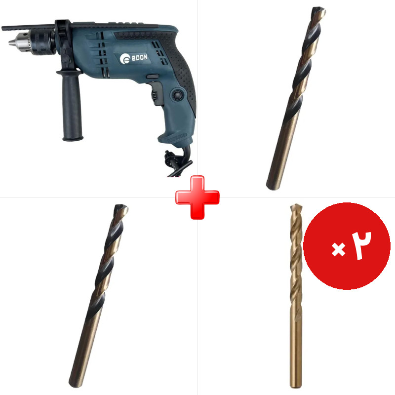 پک ویژه دریل 13 چکشی 850 وات ادون CBM13I به همراه مته کبالت سایز 8 میلیمتر 5% کبالت HHS و دو قلم دیگر