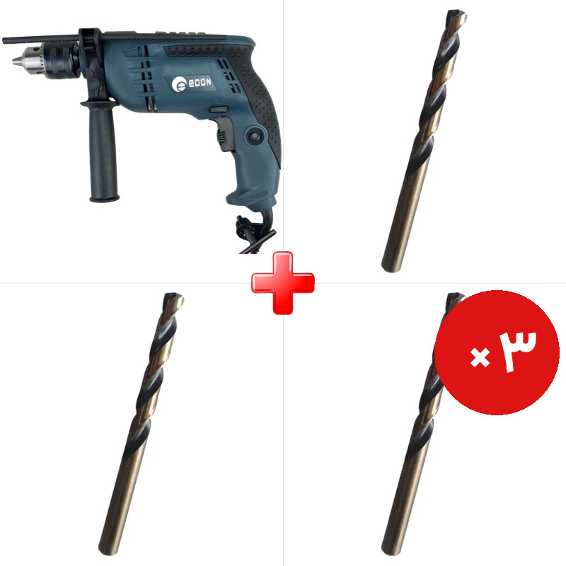 پک ویژه دریل 13 چکشی 850 وات ادون CBM13I به همراه مته کبالت سایز 8 میلیمتر 5% کبالت HHS و دو قلم دیگر