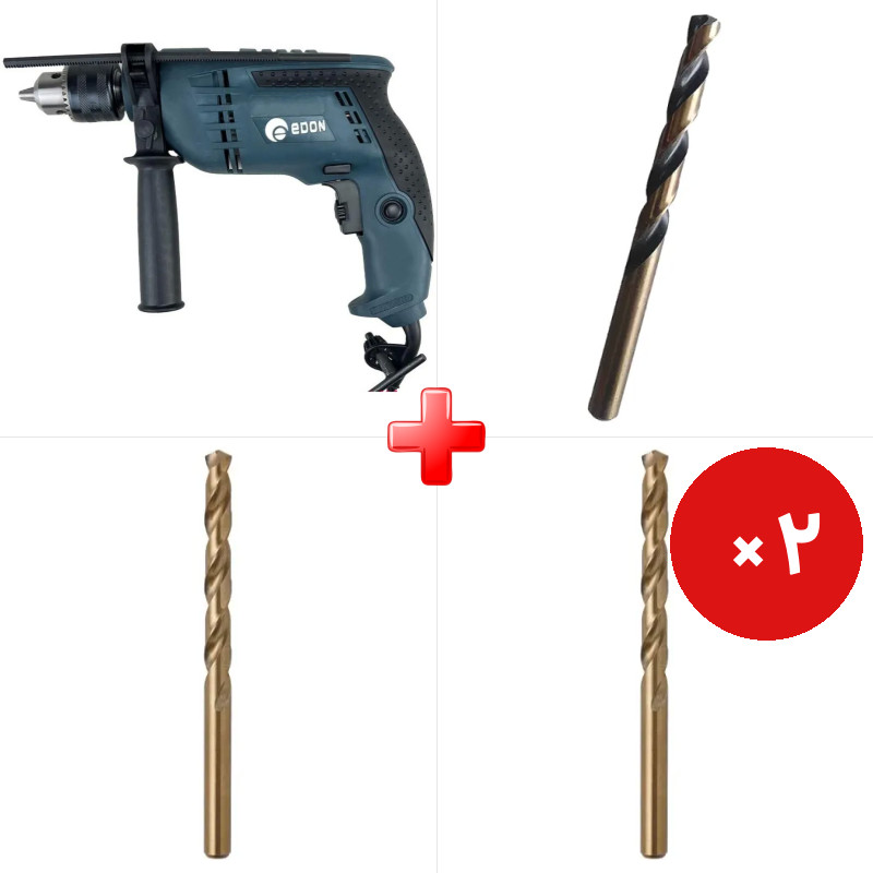 پک ویژه دریل 13 چکشی 850 وات ادون CBM13I به همراه مته کبالت سایز 10 میلیمتر 5% کبالت HHS و دو قلم دیگر