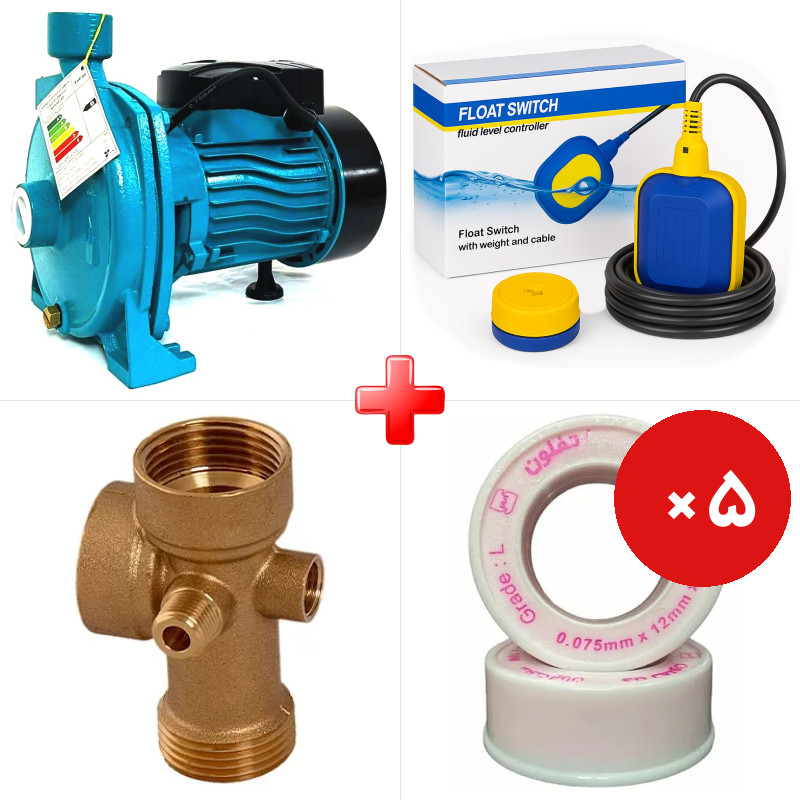 پک ویژه الکتروپمپ آب 1 اسب بشقابی یاکاموز VM100-SS به همراه فلوتر برقی 1 متری ایکار FLO-20A و دو قلم دیگر