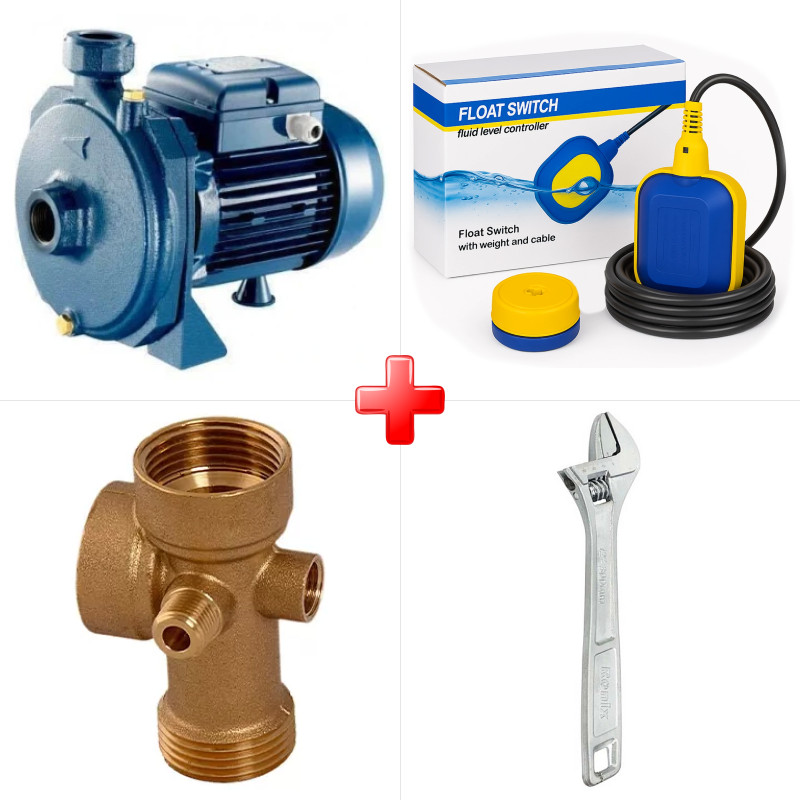 پک ویژه الکتروپمپ آب 1 اسب بشقابی پروانه باکالیت کارو IM100-PP به همراه فلوتر برقی 1 متری ایکار FLO-20A و دو قلم دیگر