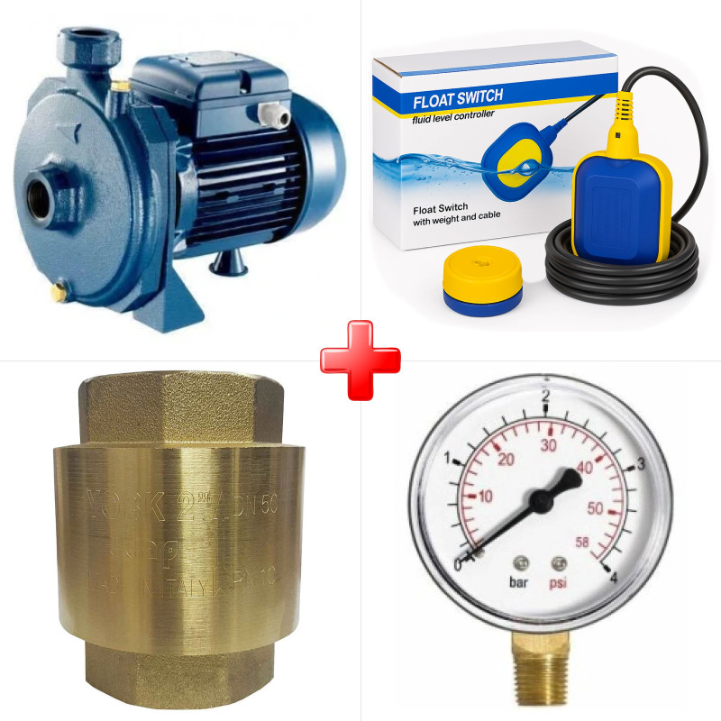 پک ویژه پمپ آب 1 اسب بشقابی کارو IM100-SS به همراه فلوتر برقی 1 متری ایکار FLO-20A و دو قلم دیگر